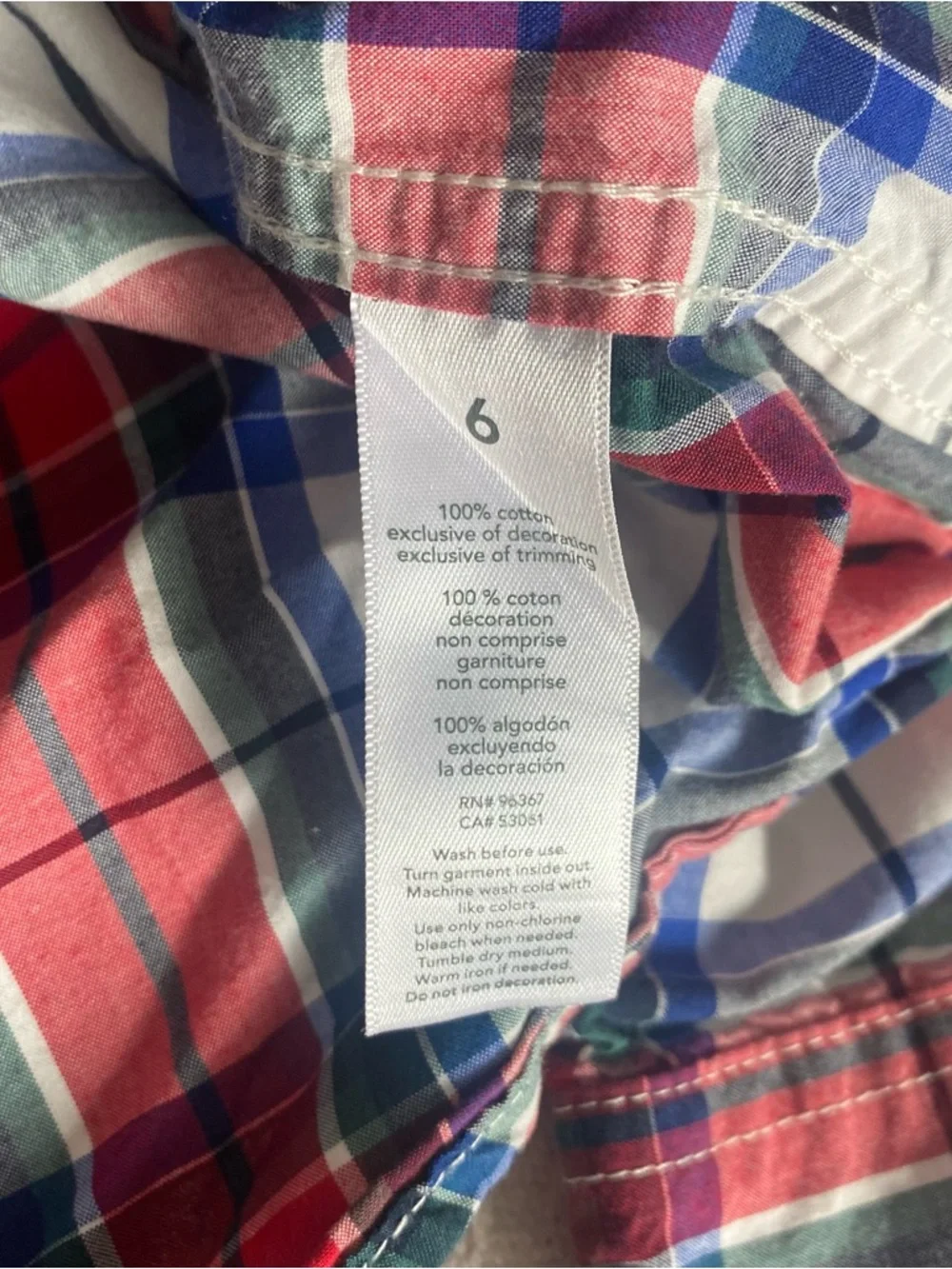 OshKosh Red & Blue Plaid Button-Up Shirt for Kids size 6